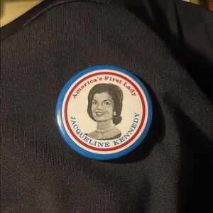 Vintage Blue and Red Brooch with Intricate Design